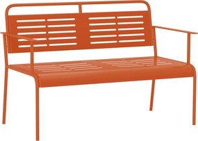 Outsunny Banco de jardim 2 lugares, banco exterior em aço com apoios de braços e encosto, para varanda, 121 x 64 x 84 cm, vermelho | Aosom Portugal