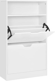 VASAGLE LBC040W01V1 Sapateira com 2 compartimentos para corredor, sala de estar, quarto, 60 x 24 x 102 cm, branca