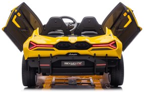 Carro elétrico para Crianças 2 Lugares Lamborghini Revuelto XL STRONG 24V, Rodas AR bombeado, Assento Couro ecológico Amarelo