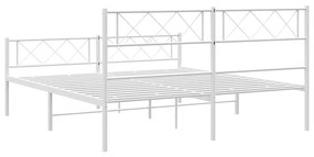 Estrutura de cama com cabeceira e pés 150x200 cm metal branco