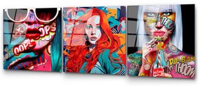 Conjunto de Quadros Decorativos em Vidro Temperado UV-858 – Multicolor