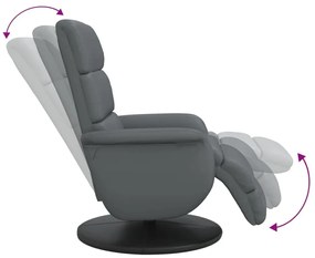 Cadeira reclinável com apoio de pés couro artificial cinzento