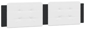 Estrutura cama c/ luzes LED 160x200cm couro artif. branco/preto