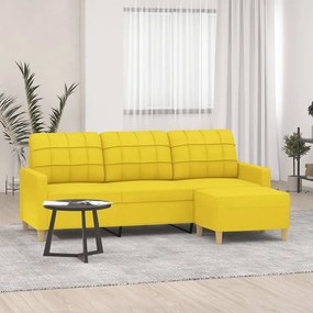 vidaXL Sofá de 3 lugares com apoio de pés 180 cm tecido amarelo-claro