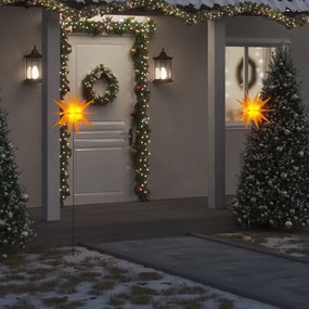 vidaXL Luz de Natal com estaca LED dobrável 57 cm amarelo