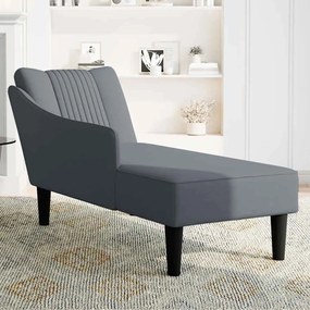 Chaise Lounge com apoio de braço direito veludo cinzento escuro