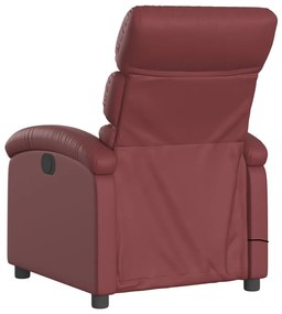 Poltrona massagens reclin. elétrica couro artif. vermelho-tinto