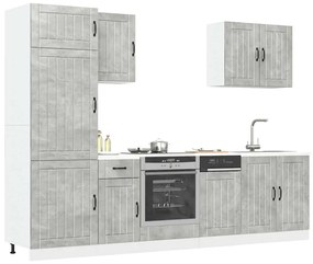 7 peças armário de cozinha conjunto Lucca cinzento cimento
