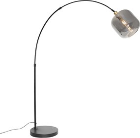 Candeeiro de Arco Preto com Dourado e Vidro Fumê - Zuzanna