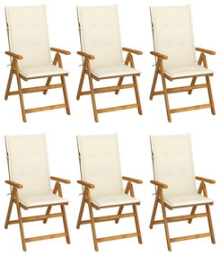 vidaXL Cadeiras de jardim dobráveis c/ almofadões 6 pcs acácia maciça