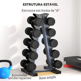 Suporte para Halteres (PESOS NÃO INCLUIDOS) de 5 Níveis Suporte de Armazenamento para Halteres de Aço para Treinamento 35x33x66 cm Preto