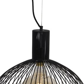 Candeeiro suspenso design preto 50cm - WIRE Dos Moderno