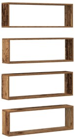 Prateleiras de Parede vidaXL 4 pcs Madeira Velha 80x15x26 cm Madeira R