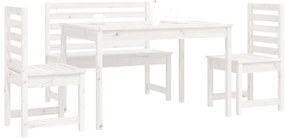 4 pcs conj. de jantar p/ jardim madeira de pinho maciça branco