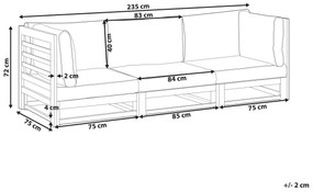 Sofá de jardim 3 lugares em madeira de acácia certificada clara TRANI Beliani
