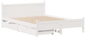 Cama sem colchão 150x200 cm madeira de pinho maciça branco