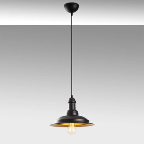 Candeeiro de Teto Saglam – Preto e Dourado – Diâmetro 30 cm x Altura 1