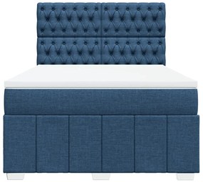 Cama com molas/colchão 140x200 cm tecido azul