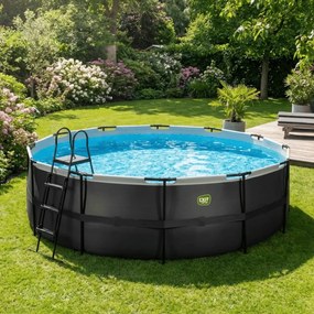 Piscina redonda Black Leather ø450x122cm com bomba de filtro de areia - preta