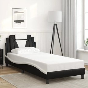 vidaXL Estrutura cama c/ cabeceira couro artif. 80x200 cm preto/branco