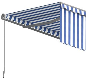 Toldo retrátil automático com estore 5x3 m azul e branco