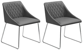 Conjunto de 2 cadeiras em pele sintética cinzenta ARCATA Beliani