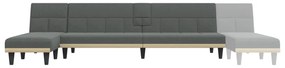 Sofá-cama em forma de L 255x140x70 cm tecido cinzento-escuro