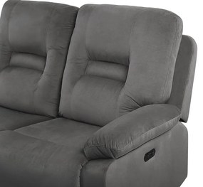 Sofá reclinável de 3 lugares veludo cinzento escuro com LED e entrada USB BERGEN Beliani