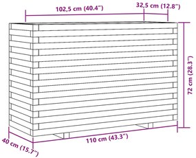 Vaso/floreira de jardim 110x40x72 cm pinho maciço castanho mel
