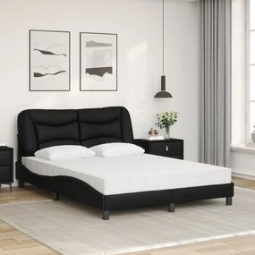 Cama com colchão 120x200 cm couro artificial preto