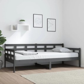 820359 vidaXL Sofá-cama 90x200 cm madeira de pinho maciça cinzento