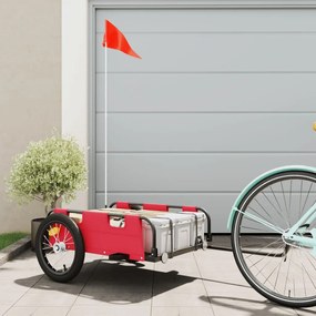 Reboque de carga para bicicleta tecido oxford e ferro vermelho