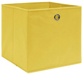 Caixas de arrumação 4 pcs 32x32x32 cm tecido amarelo