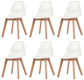 Cadeiras de jantar 6 pcs plástico branco