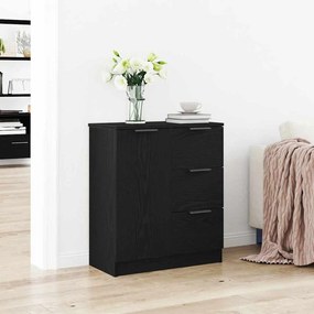 Buffet de Carvalho Preto vidaXL 60x30x70 cm Feito de Madeira Ingenerada