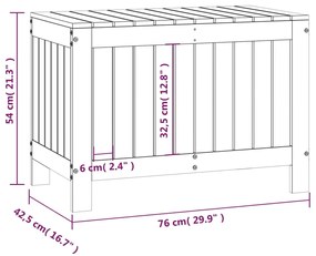 Caixa de arrumação jardim 76x42,5x54 cm pinho maciço branco