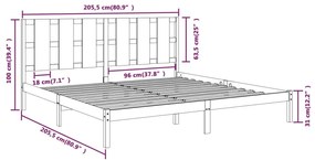 Cama sem colchão 200x200 cm madeira de pinho maciça branco