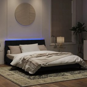 Estrutura de cama c/ luzes LED 160x200 cm veludo preto