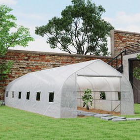 Estufa de Jardim Tipo Túnel, 800 x 300 x 200 cm, 12 Janelas, Branca
