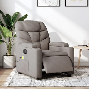vidaXL Poltrona reclinável massagens elétrica tecido cinza-acastanhado