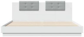 Estrutura de cama com cabeceira e luzes LED 180x200 cm branco