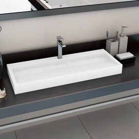 vidaXL Lavatório 120x46x11 cm mineral/mármore fundido branco