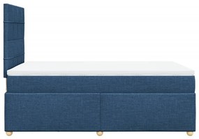 Cama boxspring com colchão 120x190 cm tecido azul