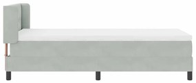 Cama Box Spring com Colchão Cinza Claro 90x200 cm Veludo