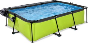 Piscina retangular Lime 220x150x65 cm com bomba de filtragem e cobertura - Verde