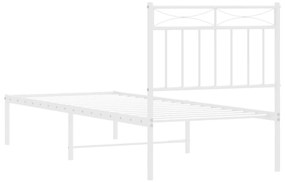 Estrutura de cama com cabeceira 75x190 cm metal branco