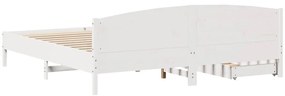 Cama sem colchão 180x200 cm madeira de pinho maciça branco