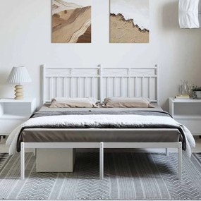 Estrutura de cama com cabeceira 135x190 cm metal branco