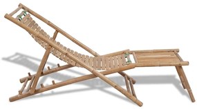 Espreguiçadeira de exterior com apoios de pé bambu