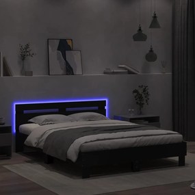 Estrutura de cama com LED sem colchão 150x200 cm preto